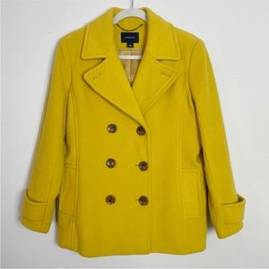 Lands end Wool/Cashmere blend Peacoat | Size LP Mustard Yellow